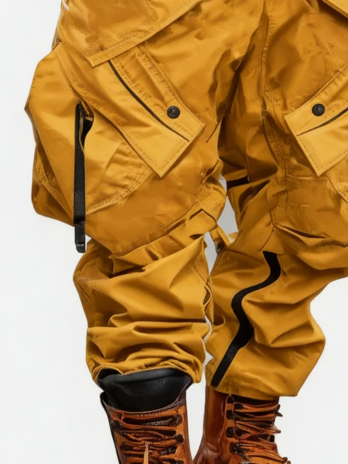 Men's Windproof And Water-Repellent Overalls With Multi-Pocket Design Street Tactical Pants And Hiking Pants