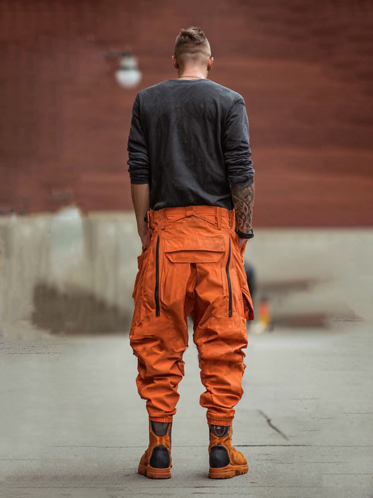 Men's Washed Loose Trend Workwear Long Sleeve T-shirt