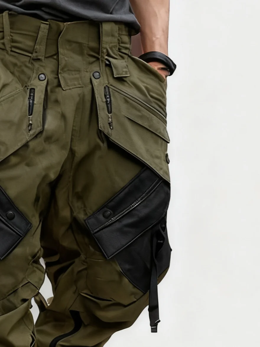 Men's Water Resistant Cargo Pants Ripstop Multi-Pocket Street Tactical Pants Work Hiking Pants