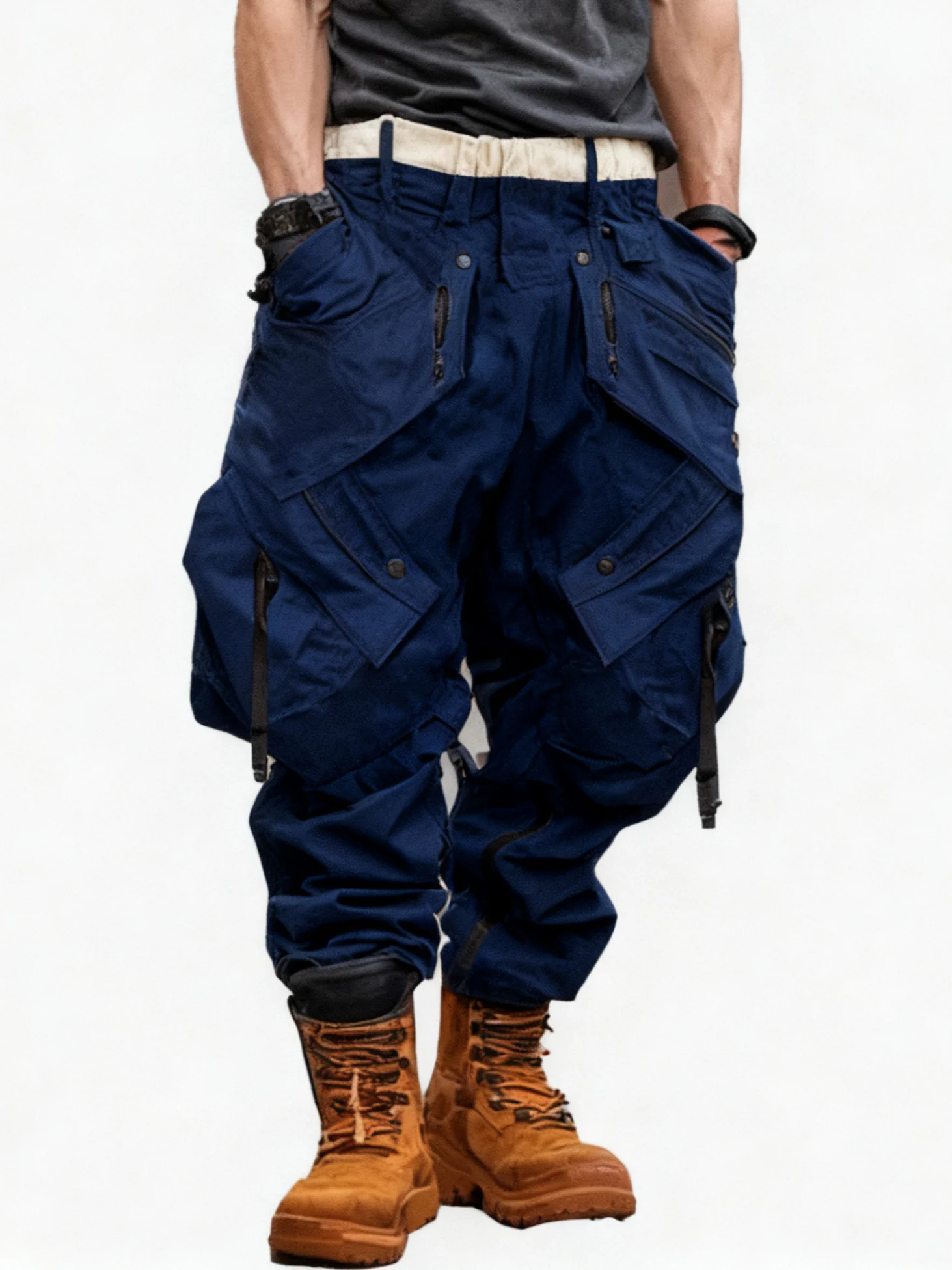 Men's Water Resistant Cargo Pants Ripstop Multi-Pocket Street Tactical Pants Work Hiking Pants