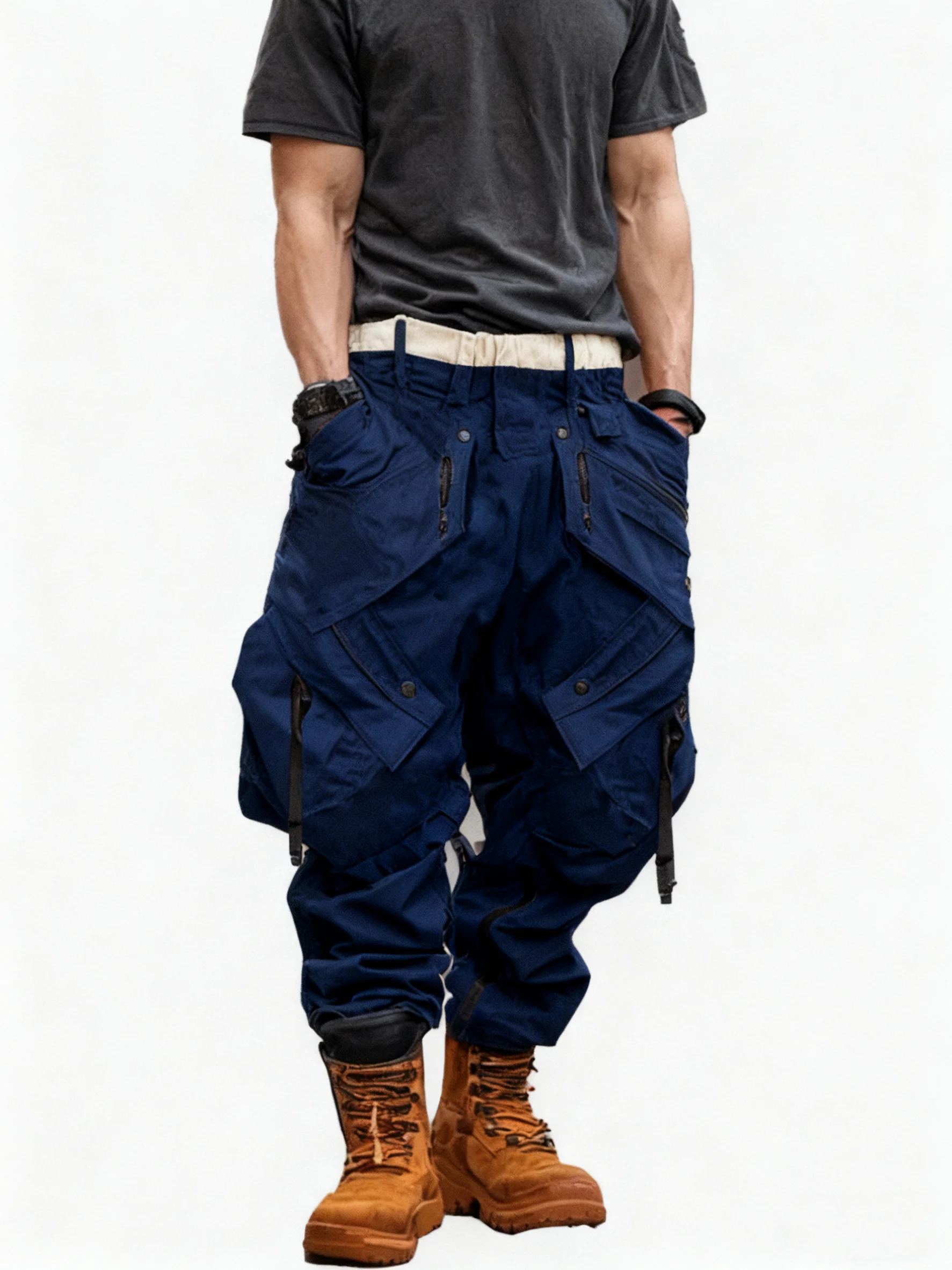 Men's Water Resistant Cargo Pants Ripstop Multi-Pocket Street Tactical Pants Work Hiking Pants