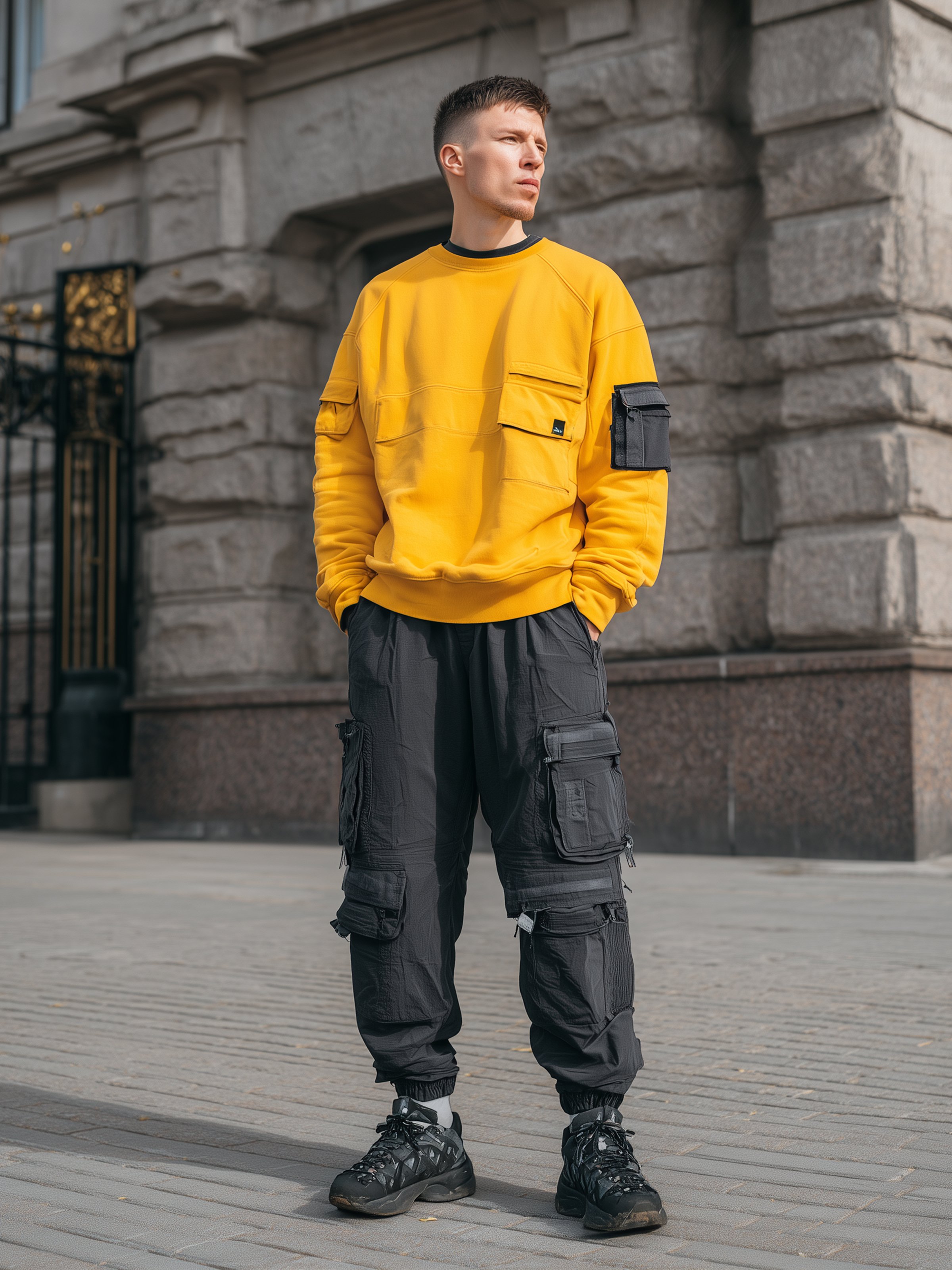 Men's Insulated Chest Pocket Long Sleeve Crew Neck Pullover