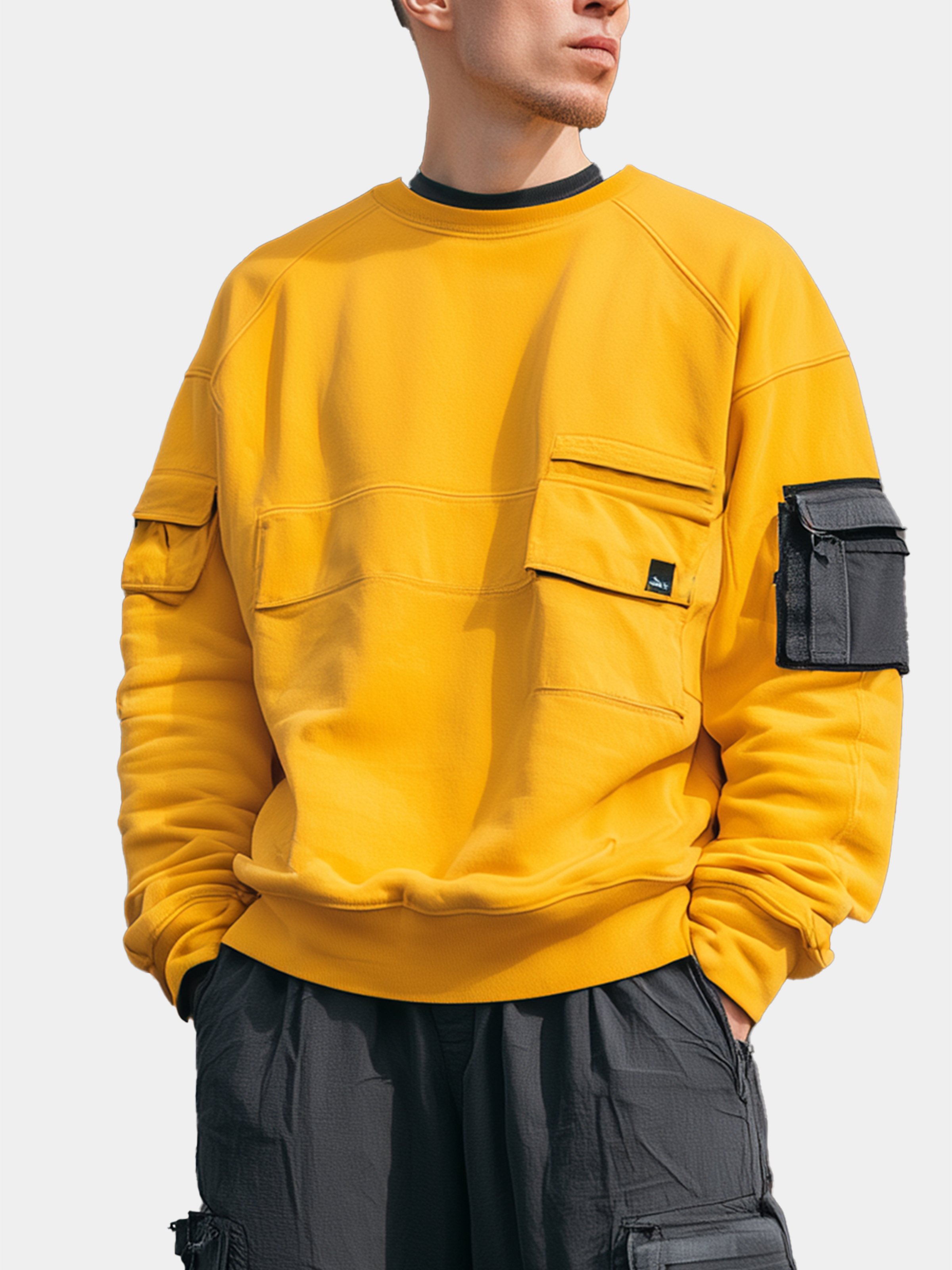 Men's Insulated Chest Pocket Long Sleeve Crew Neck Pullover