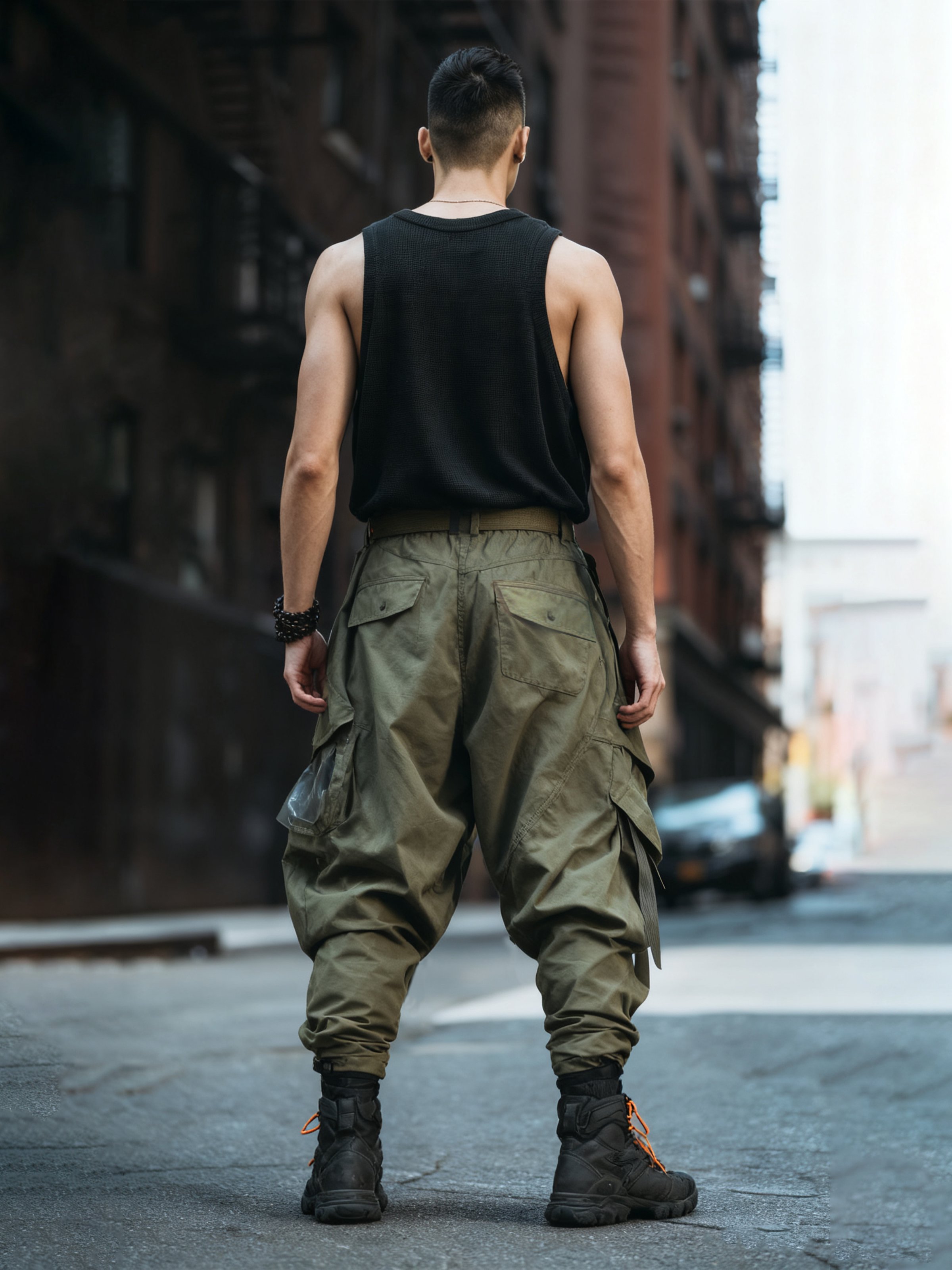 Men's Trendy Art Cargo Pants Ripstop Multi-Pocket Street Tactical Pants Work Hiking Pants