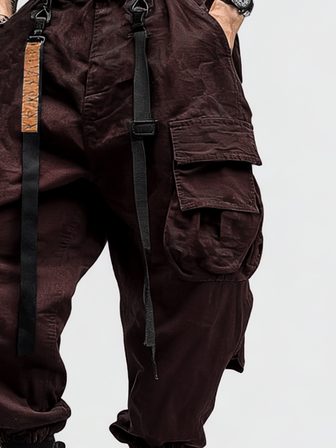 Street Style Work Pants Casual Retro Multi-Pocket Cotton Splash-Proof Windproof Urban Loose Pants