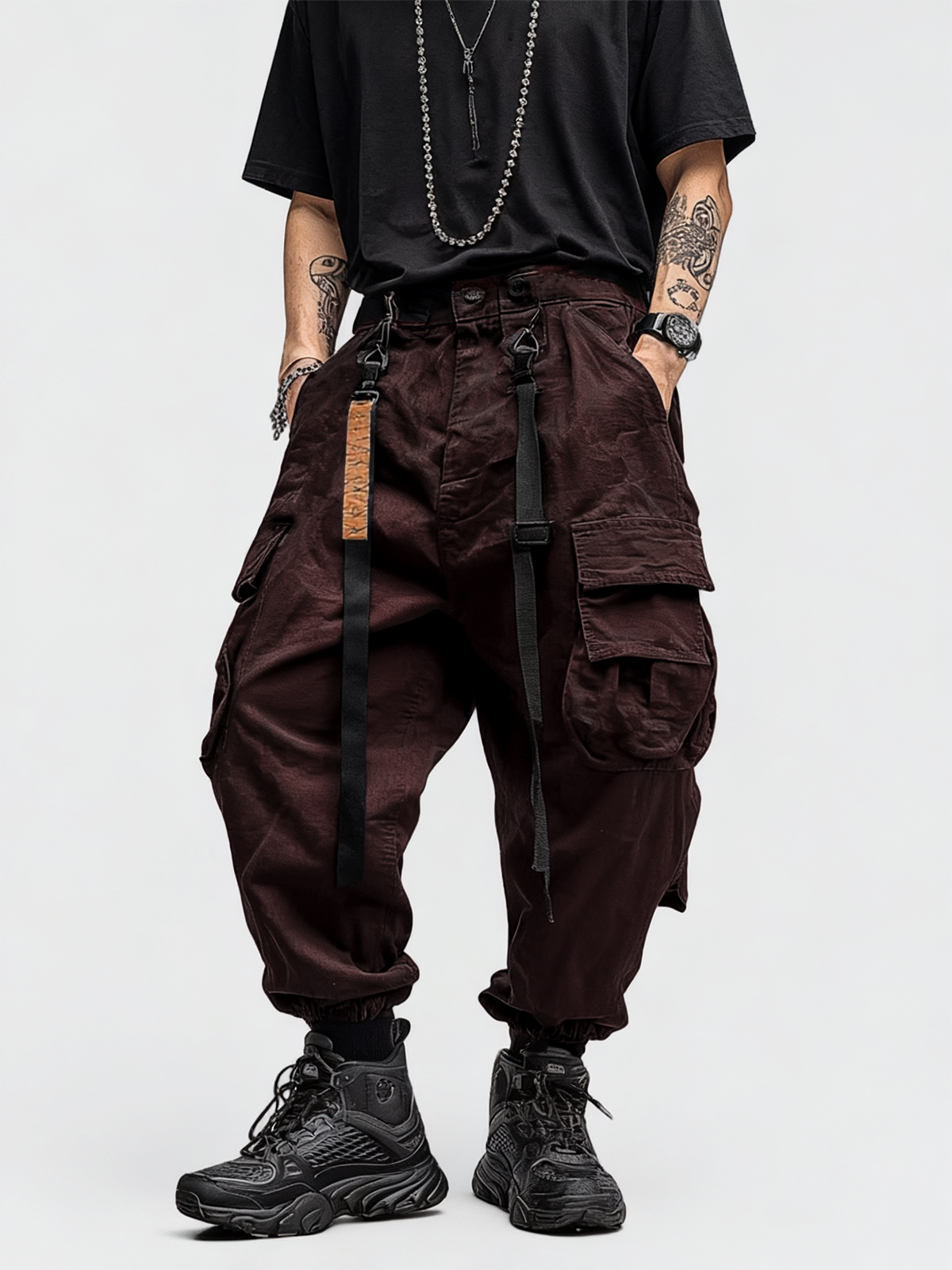 Street Style Work Pants Casual Retro Multi-Pocket Cotton Splash-Proof Windproof Urban Loose Pants