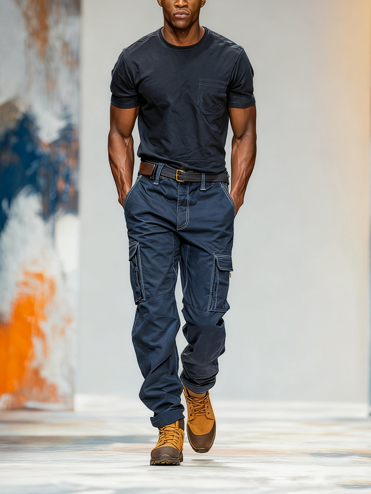 Men's Windproof And Waterproof Work Pants With Multi-Pocket Stitching Design, Street Tactical Pants And Hiking Pants