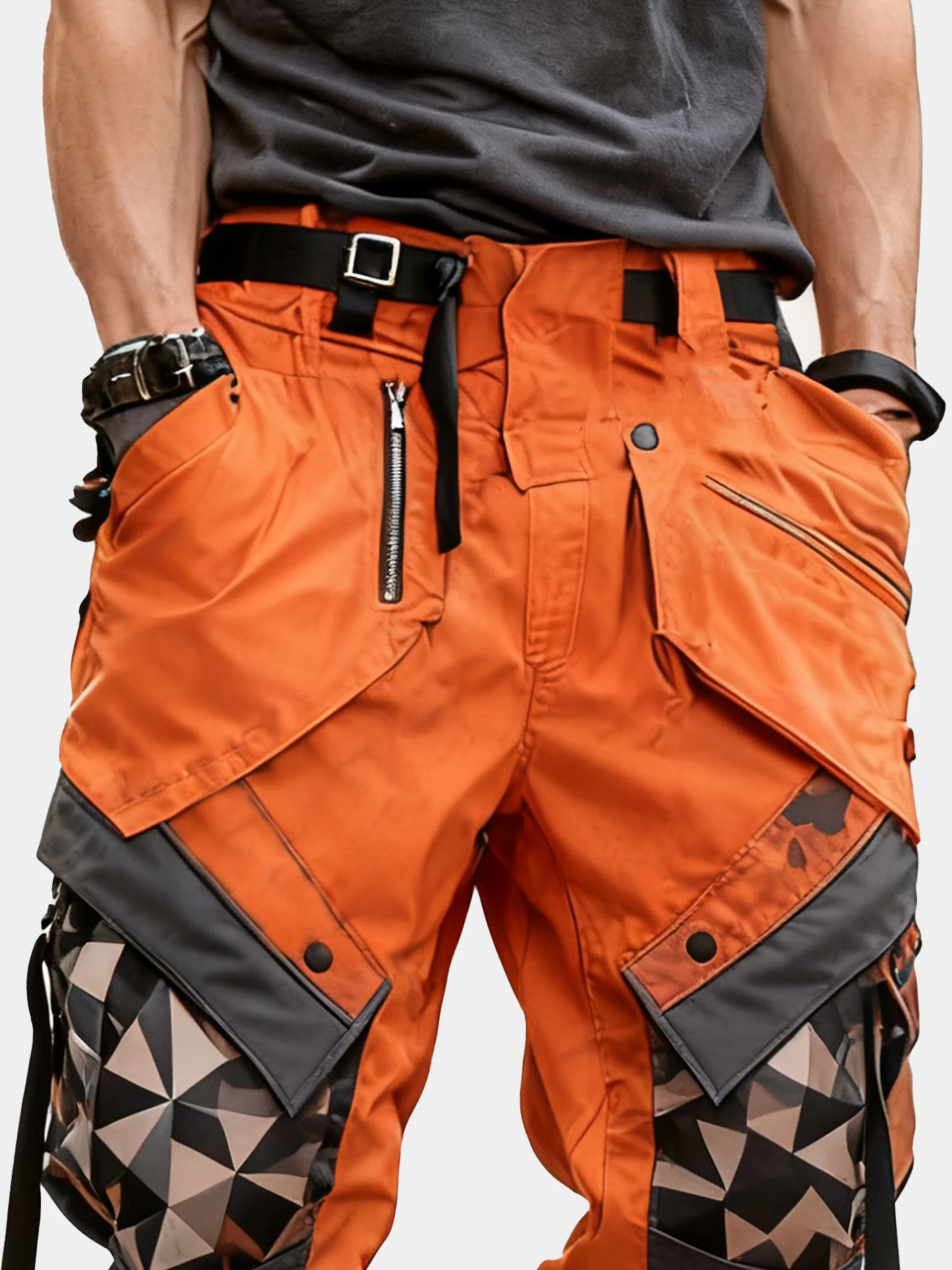 Men's Water Resistant Cargo Pants Ripstop Multi-Pocket Street Tactical Pants Work Hiking Pants
