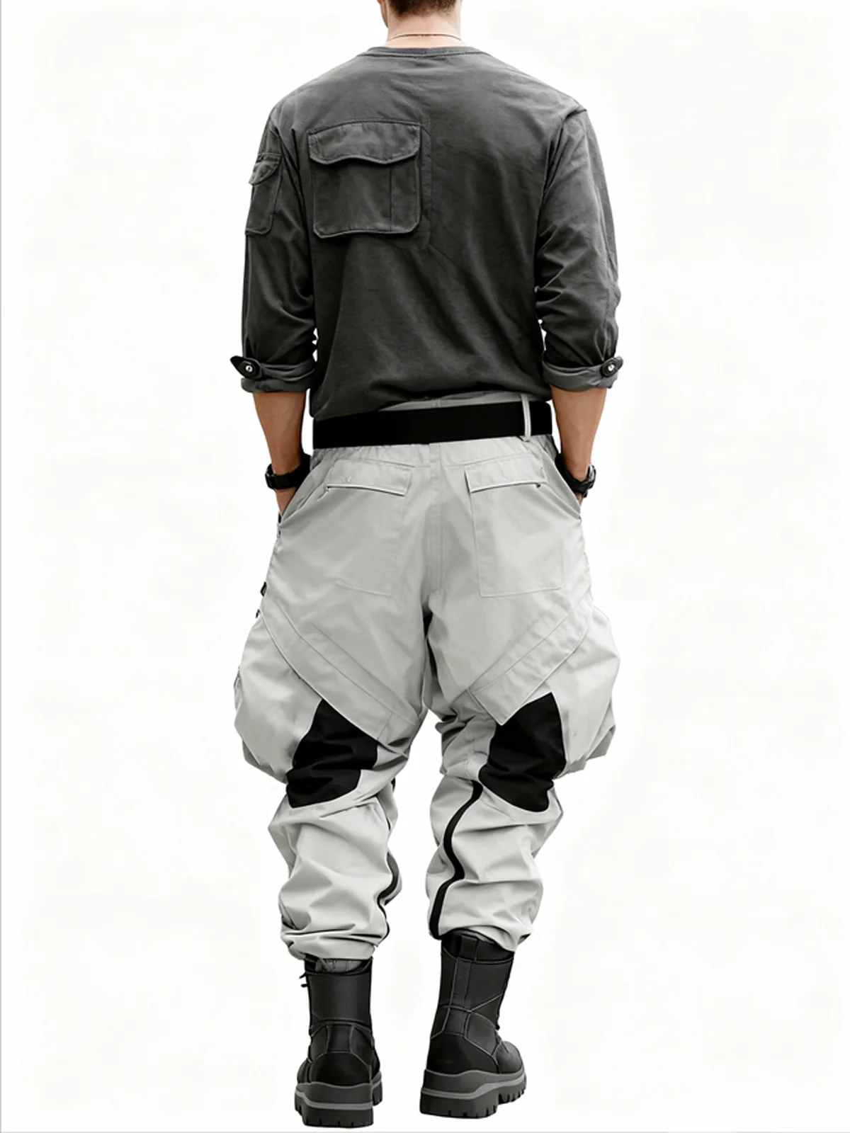 Men's Windproof And Water-Repellent Overalls With Multi-Pocket Stitching Design Street Tactical Pants And Hiking Pants
