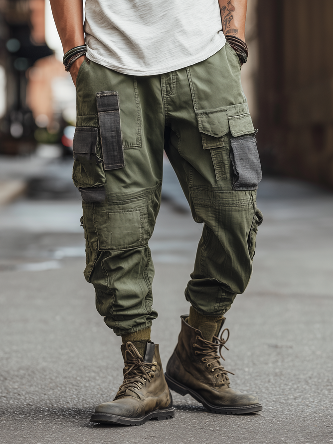 Retro Cargo Pants Casual Outdoor Relaxed Fit Work Pants with Multi Pockets