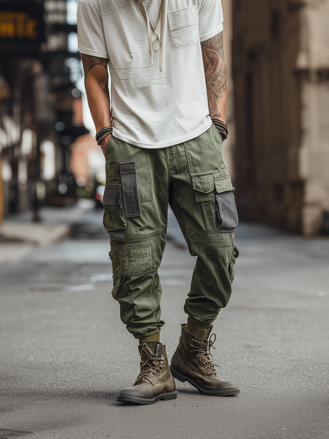 Retro Cargo Pants Casual Outdoor Relaxed Fit Work Pants with Multi Pockets