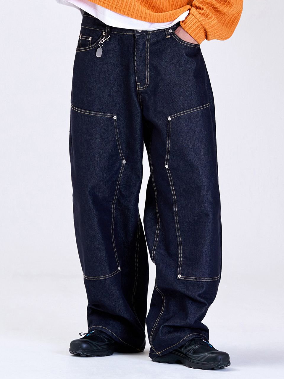 Street Style Tactical Pants Denim Double Knee Ripstop Cargo Pants Work Hiking Pants