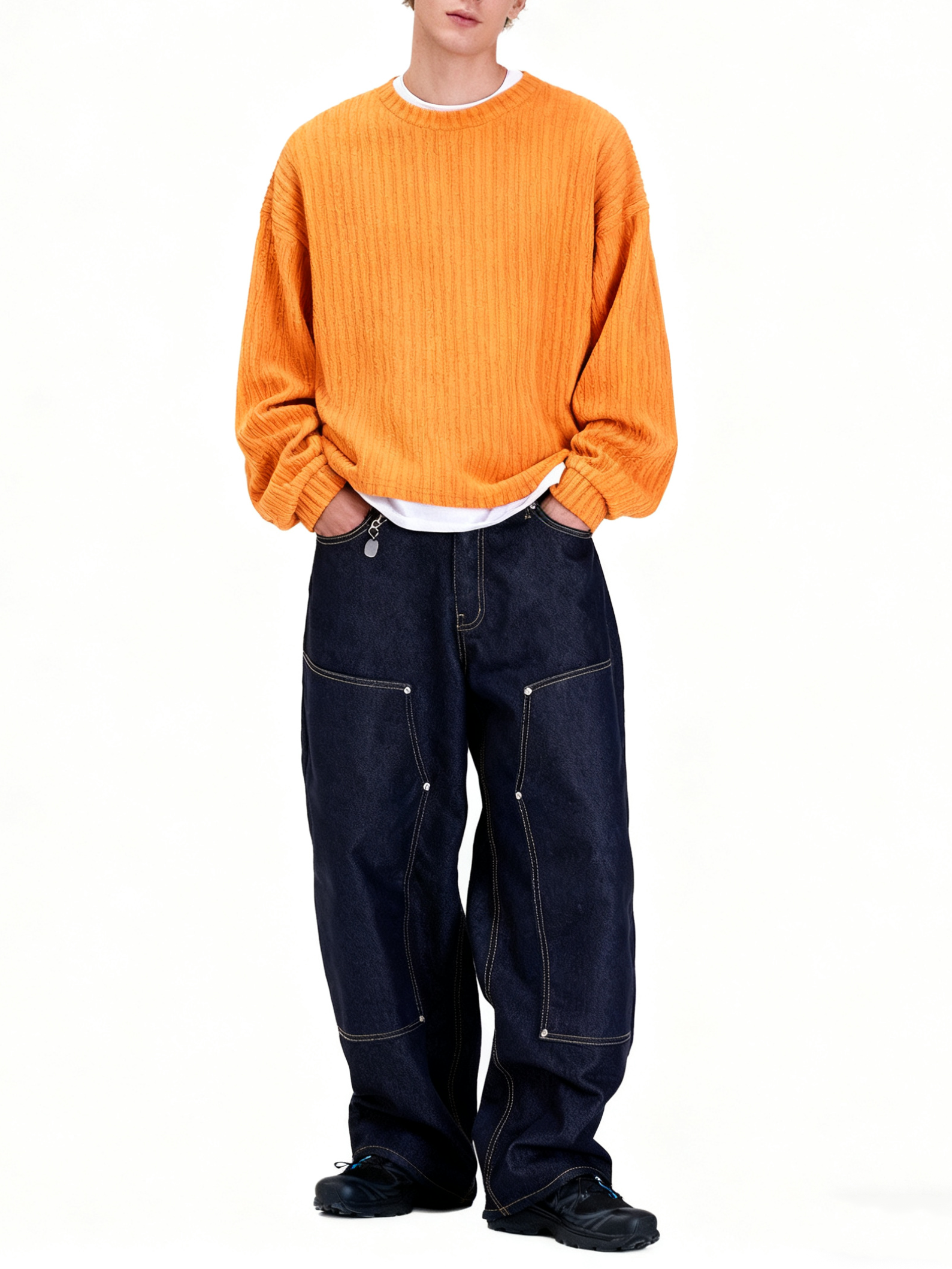 Street Style Tactical Pants Denim Double Knee Ripstop Cargo Pants Work Hiking Pants