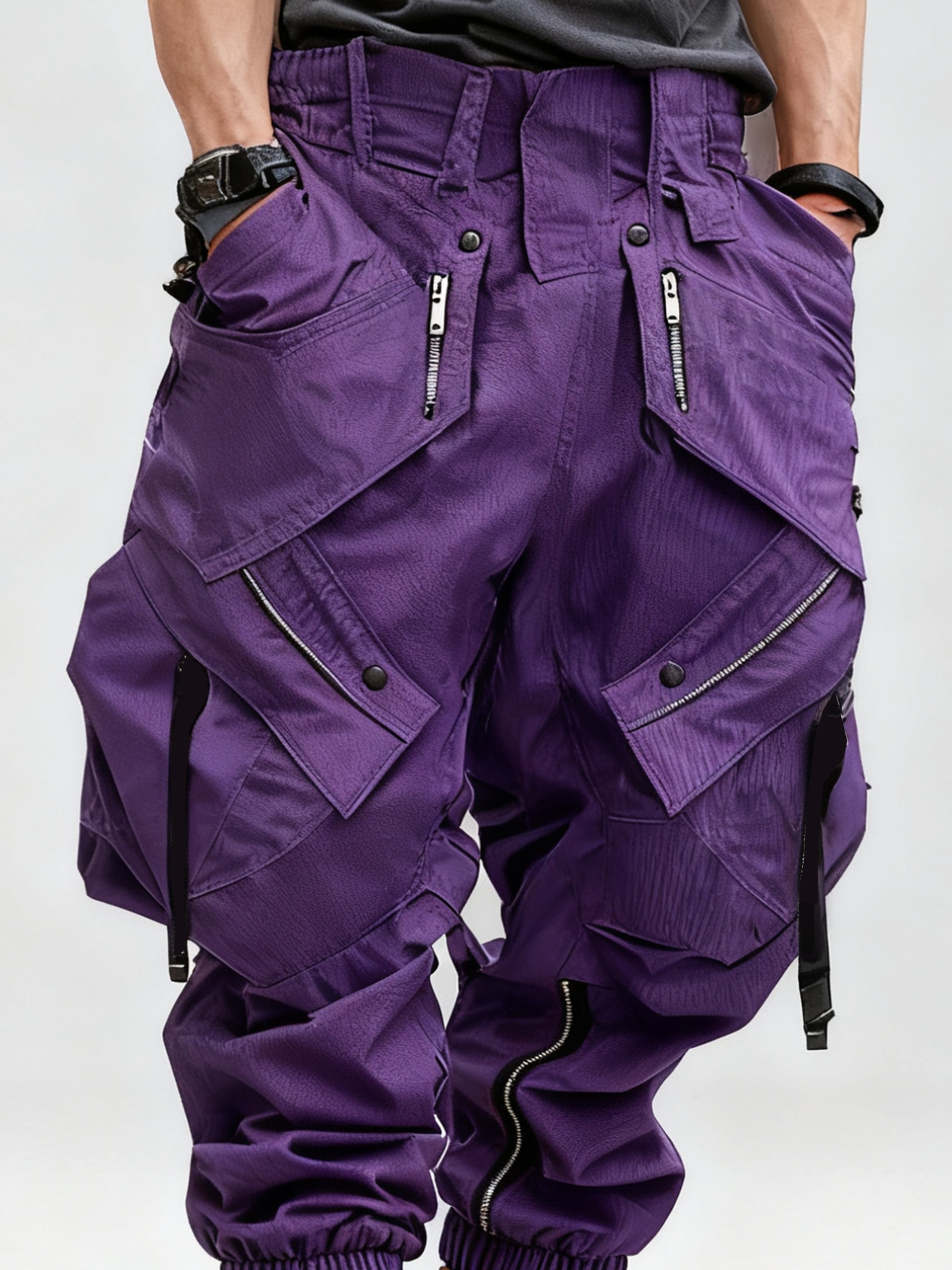 Men's Water Resistant Cargo Pants Ripstop Multi-Pocket Street Tactical Pants Work Hiking Pants
