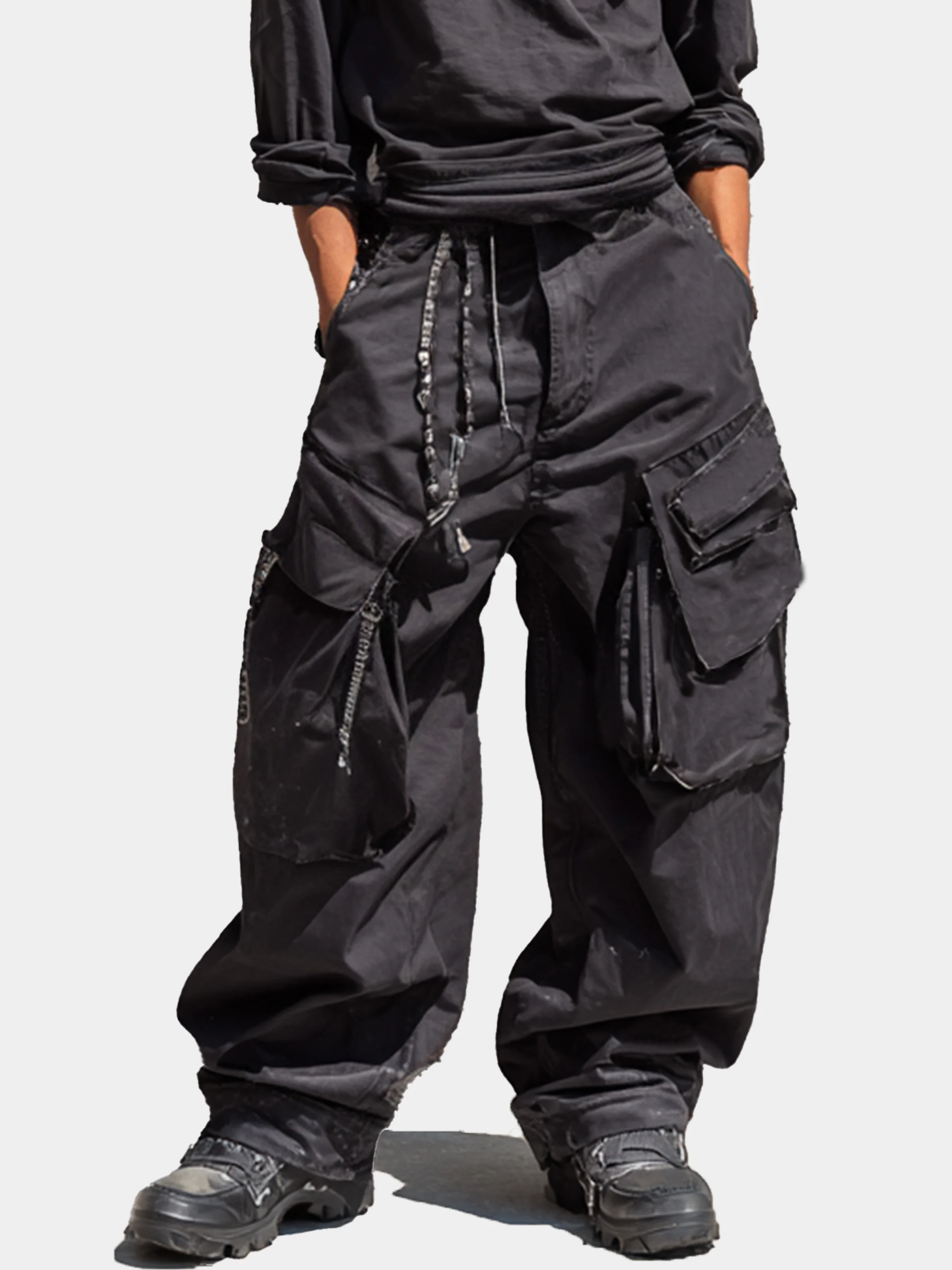Distressed Multi-Pocket Water Resistant Ripstop Anti-static Cargo Pants Work Hiking Pants