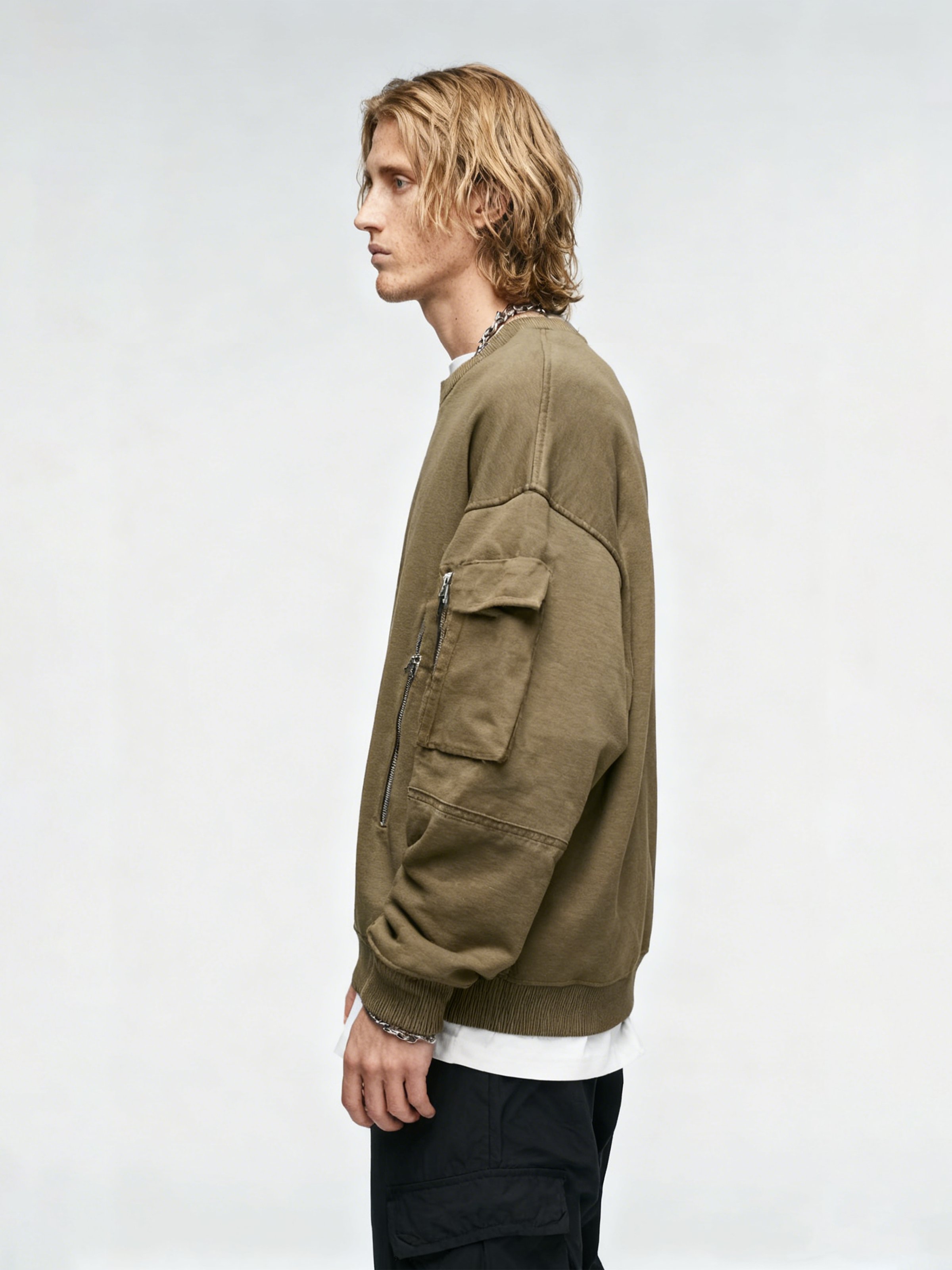 Men's Streetwear Functional Zipper Sports Sweatshirt in Pure Cotton