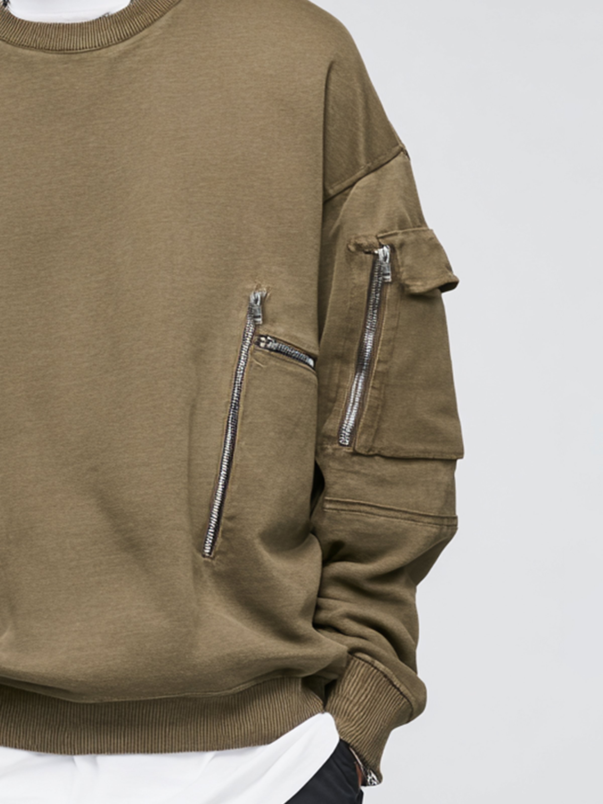 Men's Streetwear Functional Zipper Sports Sweatshirt in Pure Cotton