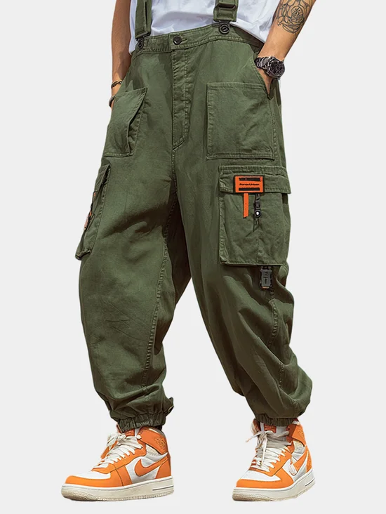 Tactical Pants Multi-Pocket Solid Color Loose Cotton Urban Workwear Overalls