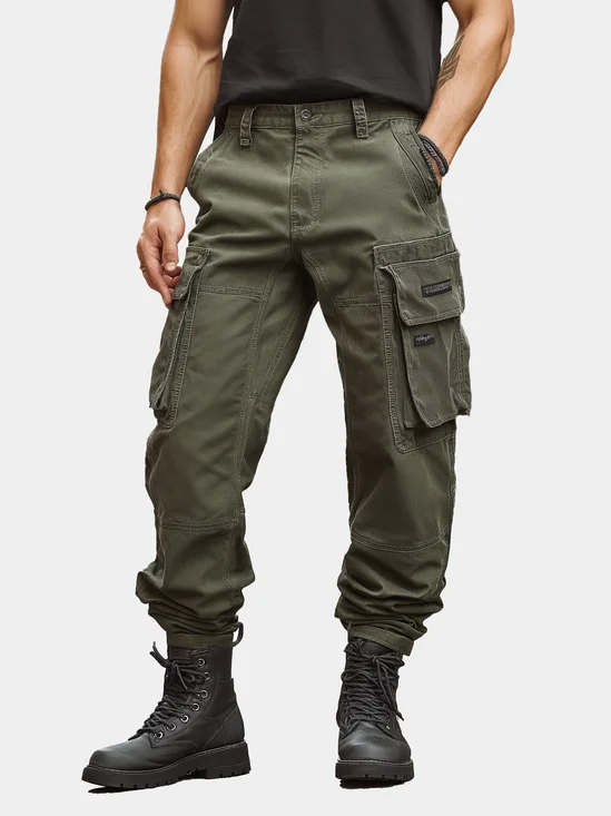 Retro Washed Cargo Pants Casual Outdoor Relaxed Fit Work Pants with Multi Pockets