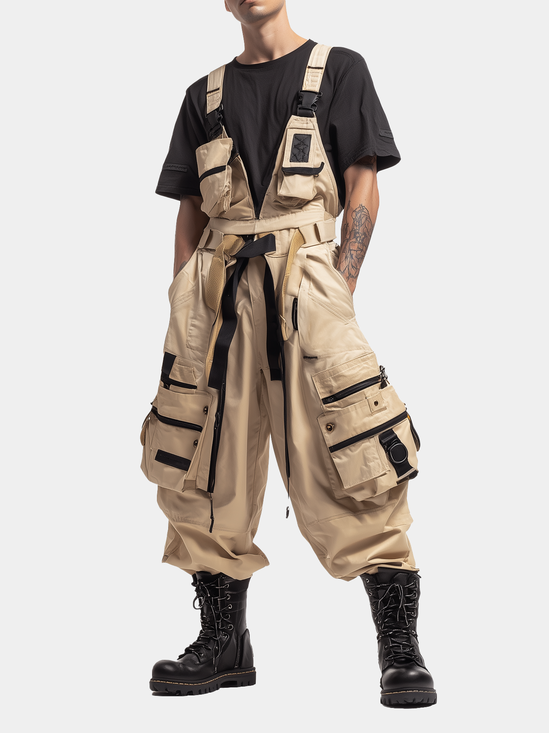 Bib Overalls Loose Fit Baggy Casual Workwear Fashion Lightweight Sloppy Coveralls with Cargo Pockets