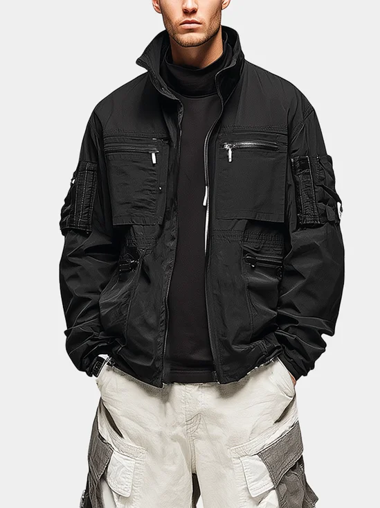 Ripstop High Street Trend Stand Collar Jogging Multi-Pocket Loose Work Jacket