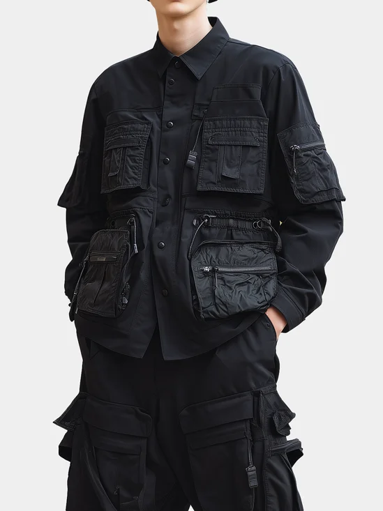 Urban Fashion 3D Pocket Poplin Work Shirt