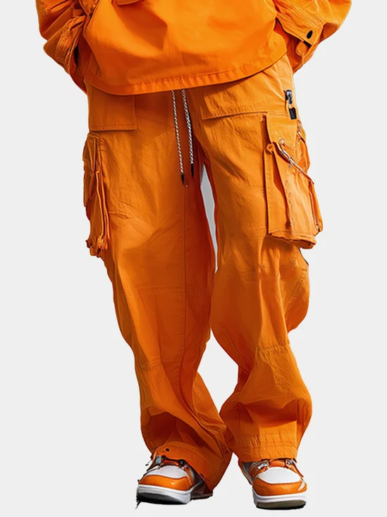 Orange Tactical Pants Street Style Water Resistant Ripstop Cargo Pants Work Hiking Pants