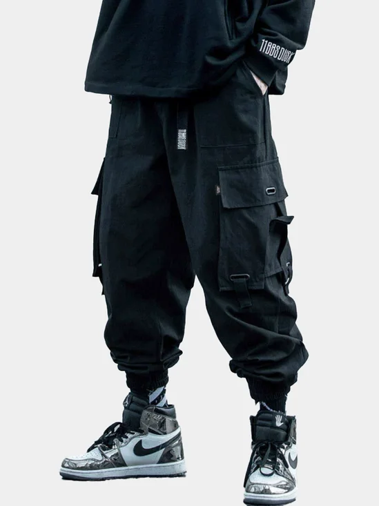 Street Style Washed Cotton 3D Pockets Work Jogger Cargo Pants