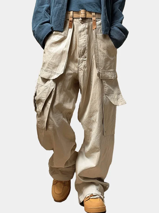 Windproof And Waterproof Street Work Pants, Wear-Resistant Urban Casual Pants With Flap Pockets
