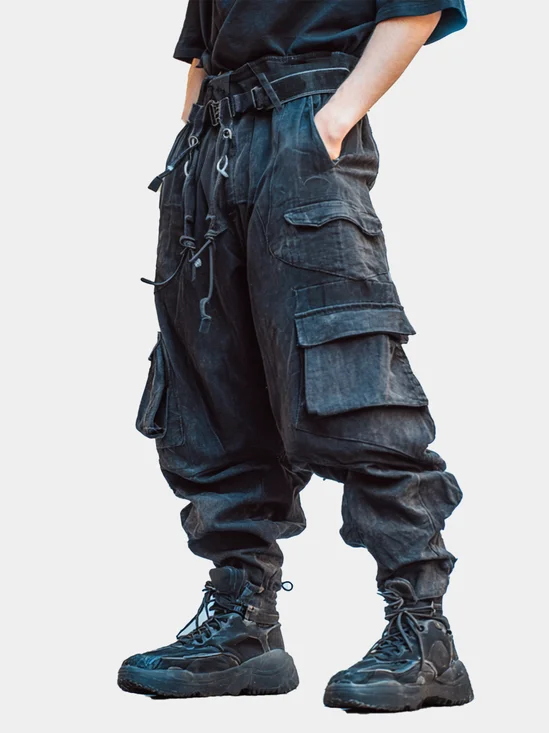 Men's Ripstop Black Multi-Pocket Street Fashion Tactical Pants