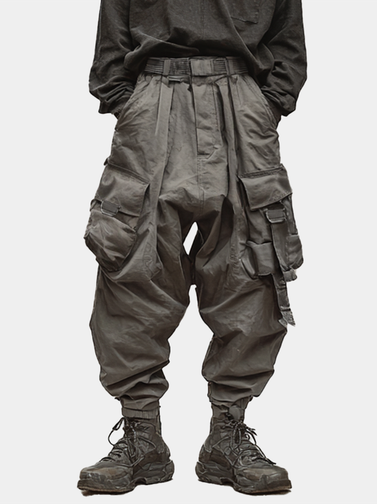 Men's Water Resistant Ripstop Dark Gray Multi-Pocket Trendy Street Tactical Pants
