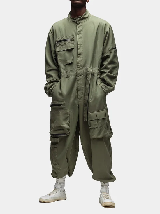 Ripstop Cotton Work Coveralls Mechanic Overall Jumpsuit Baggy Casual Workwear with Cargo Pockets