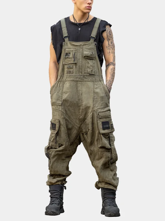 Bib Overalls Loose Fit Baggy Casual Workwear Fashion Lightweight Sloppy Coveralls with Cargo Pockets
