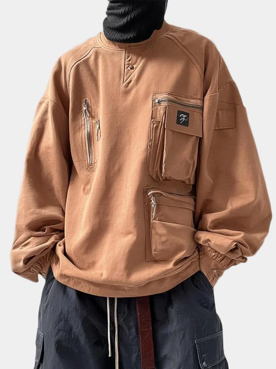 Workwear Sweatshirt Fashionable Urban Industrial Style Casual Street Three-Dimensional Pocket Work Clothes