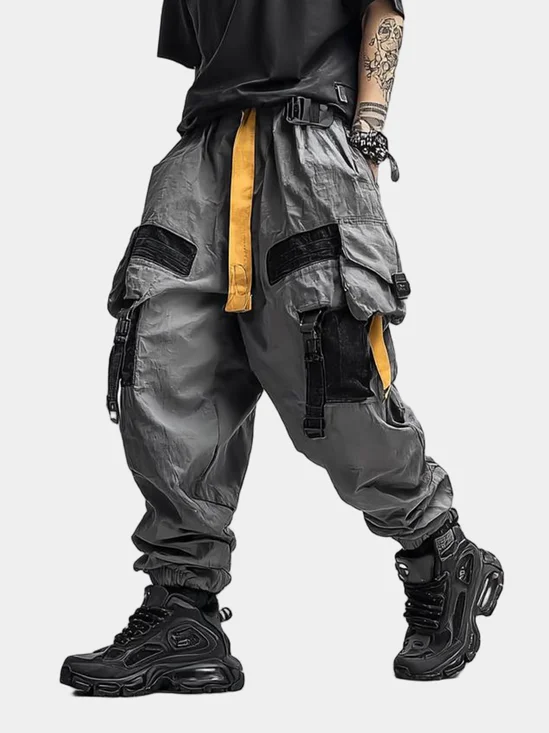 Street Style Work Pants Casual Retro Multi-Pocket Polyester Cotton Splash-Proof Windproof Urban Cool