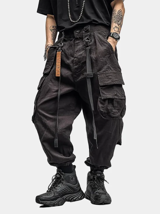 Street Style Work Pants Casual Retro Multi-Pocket Cotton Splash-Proof Windproof Urban Loose Pants