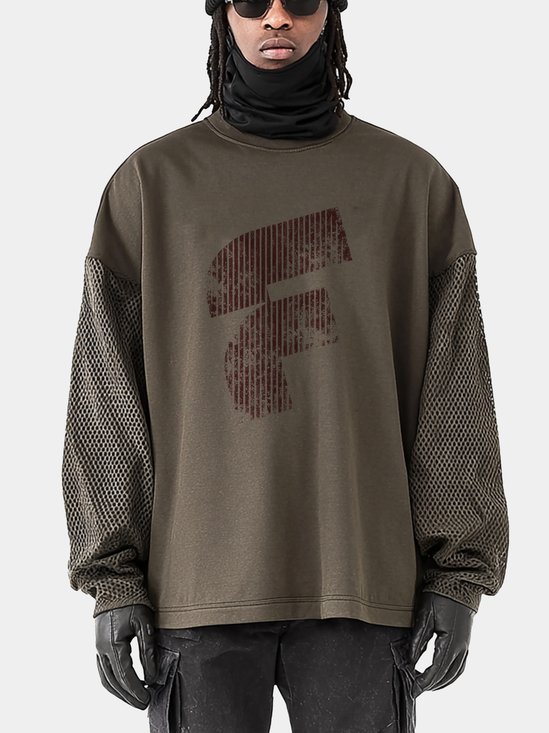 Paneled Sleeves Workwear Sweatshirt Urban Functional Style Casual Street Work Pullover