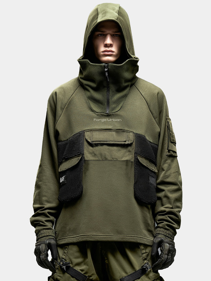 Workwear Sweatshirt Urban Functional Style Casual Street Three-Dimensional Pocket Work Hoodie Sweatshirt