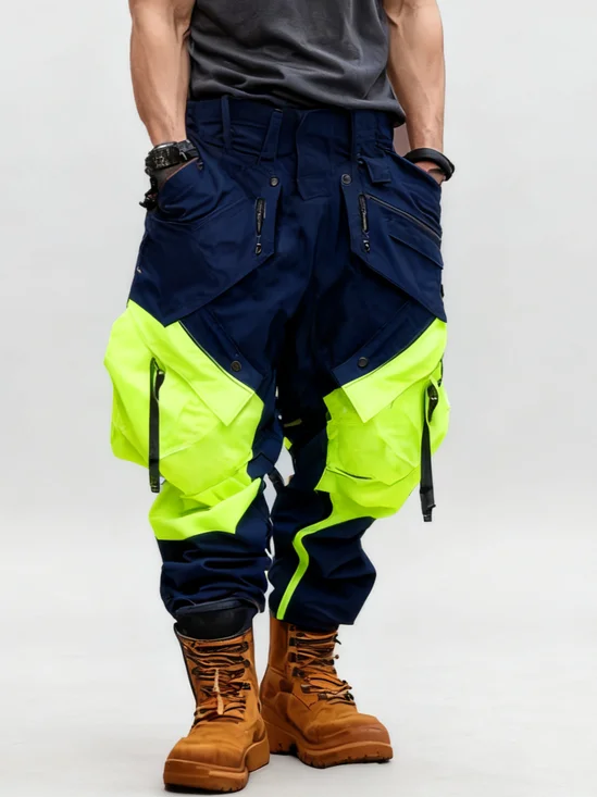 Men's Windproof And Water-Repellent Overalls With Multi-Pocket Design Street Tactical Pants And Hiking Pants