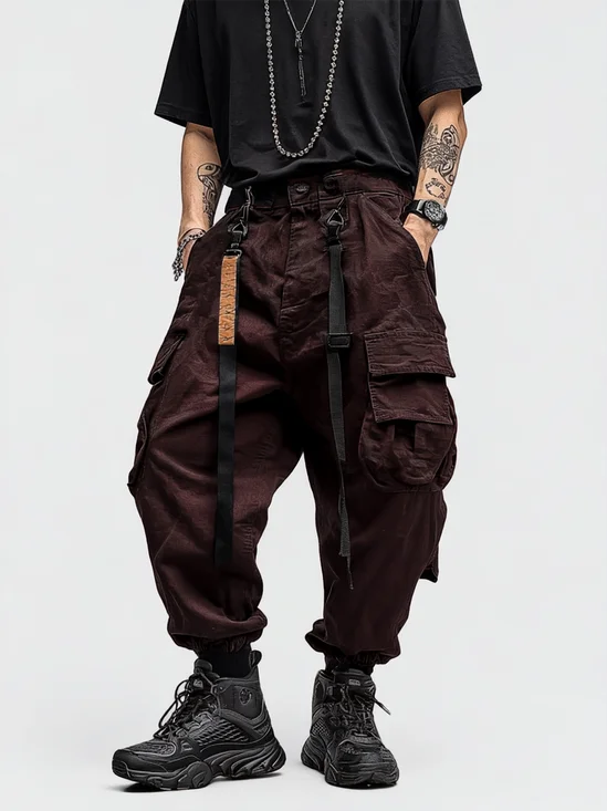 Street Style Work Pants Casual Retro Multi-Pocket Cotton Splash-Proof Windproof Urban Loose Pants