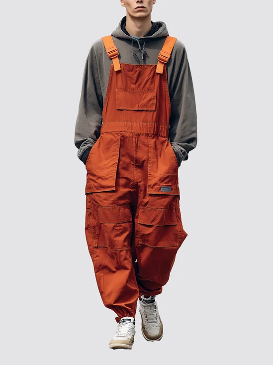 Bib Overalls Loose Fit Baggy Casual Workwear Water Resistant Ripstop Lightweight Sloppy Coveralls with Cargo Pockets