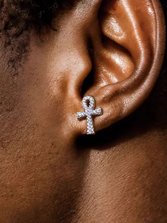 18K Copper Zircon Cross Earrings