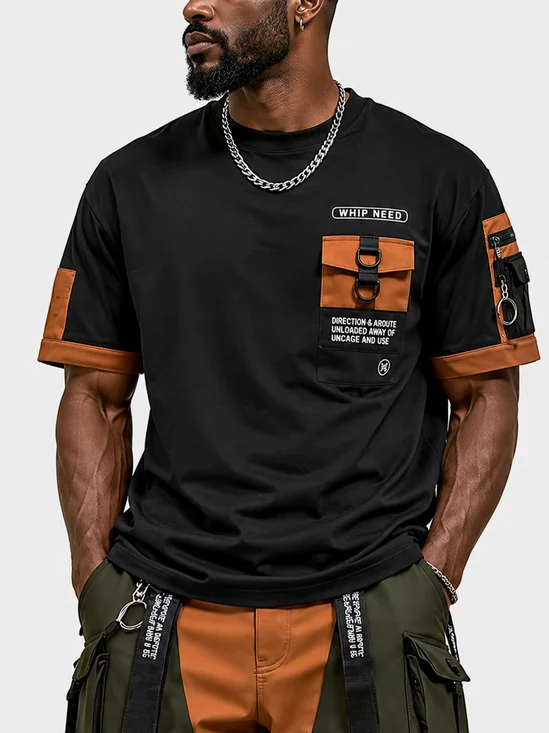 Men's Text Letters Street Crew Neck Short Sleeve T-Shirt