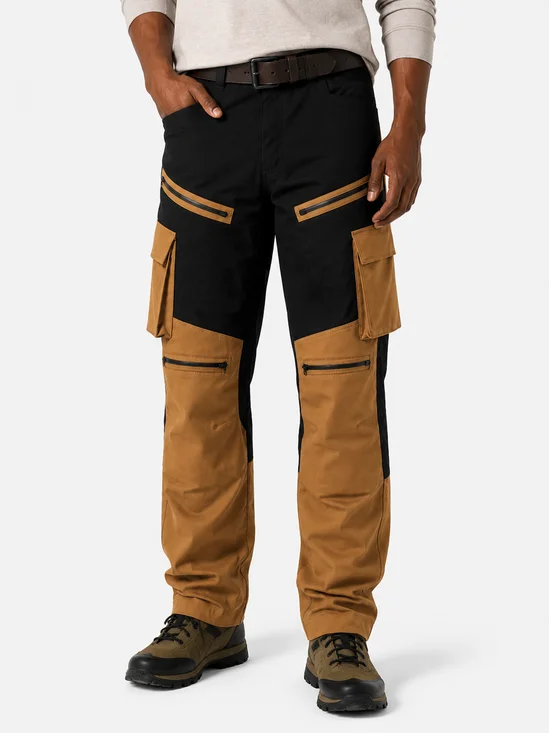 ForgeShield™ Triple Proof Waterproof Stain-resistant Oil-resistant Workwear Khaki Black Patchwork 10 Pockets Outdoor Utility Cargo Pants