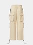 Color-block Casual Cargo Pants Workout Joggers Hiking Drawstring Tactical Pants with Multi Pockets