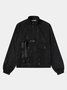 Urban Loose Mock Neck Plain Jacket Fashionable And Light Work Clothes
