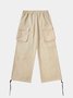 Color-block Casual Cargo Pants Workout Joggers Hiking Drawstring Tactical Pants with Multi Pockets