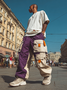 Color-block Casual Cargo Pants Workout Joggers Hiking Drawstring Tactical Pants with Multi Pockets