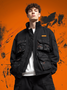 Street Style Camouflage Flap Pockets Zip-Up Work Jacket