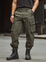 Retro Washed Cargo Pants Casual Outdoor Relaxed Fit Work Pants with Multi Pockets